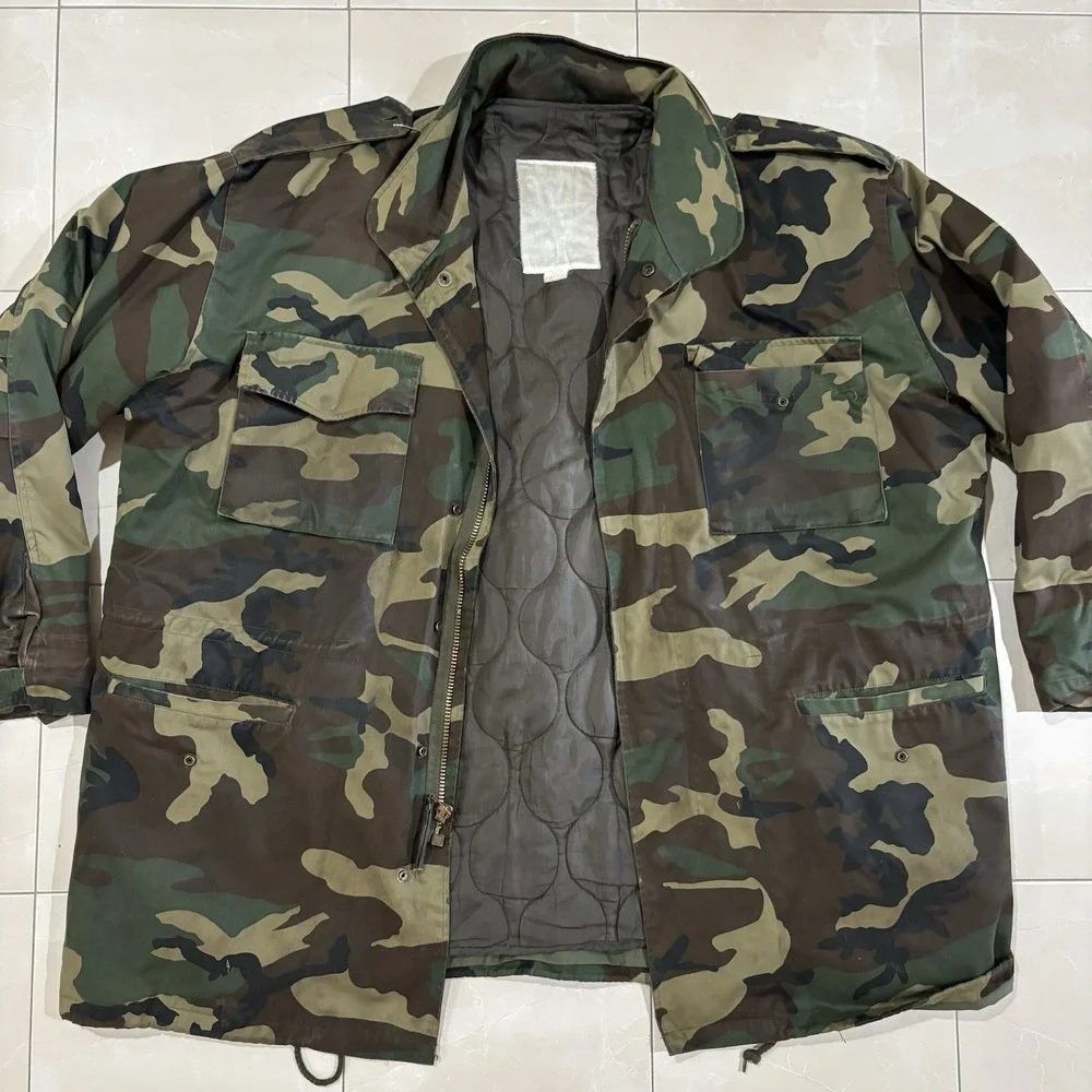 Vintage Military 2 In 1 Jacket Parka Heavy Camo Large Woobie Vest 90s Coat